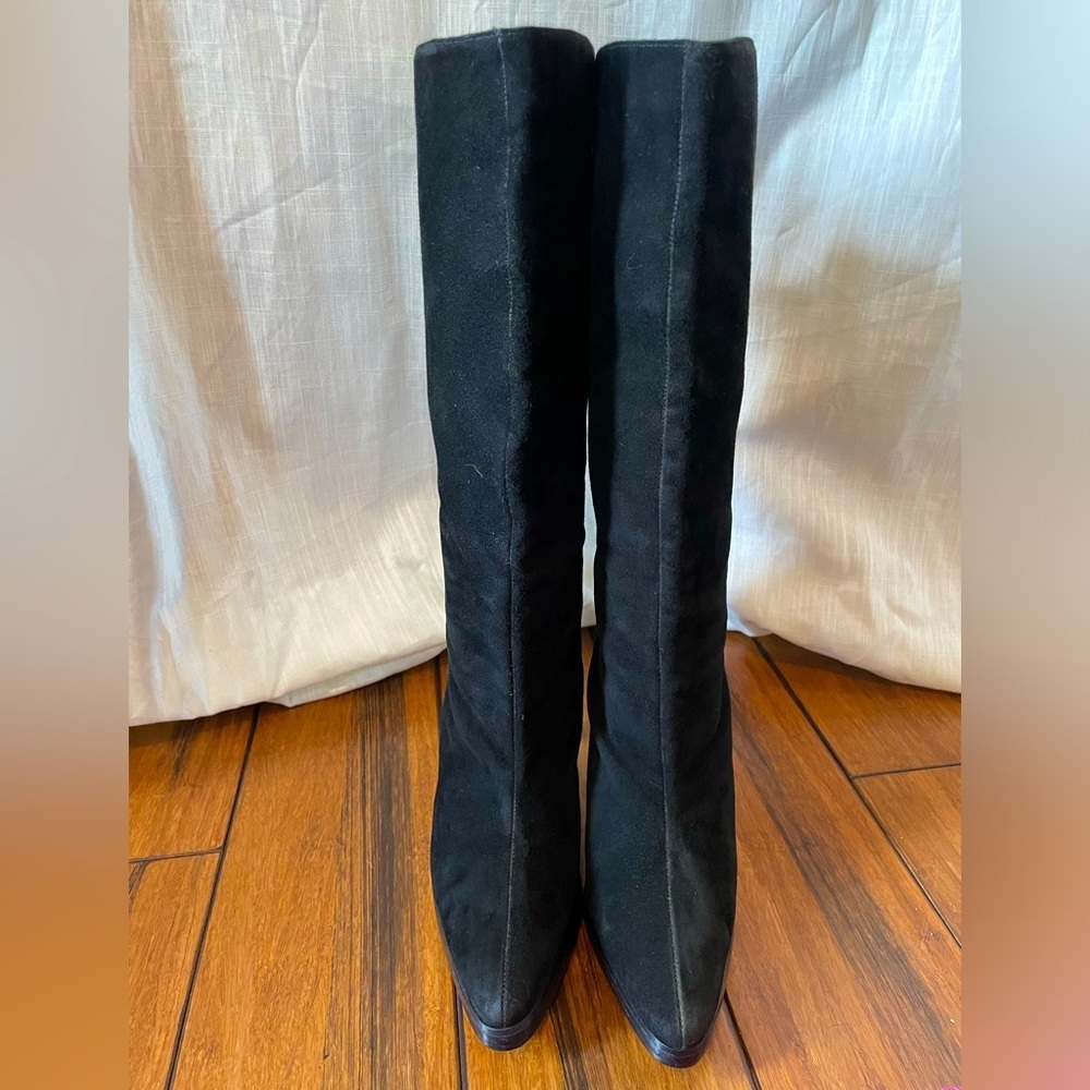Colin Stuart black suede heeled boots sz 8